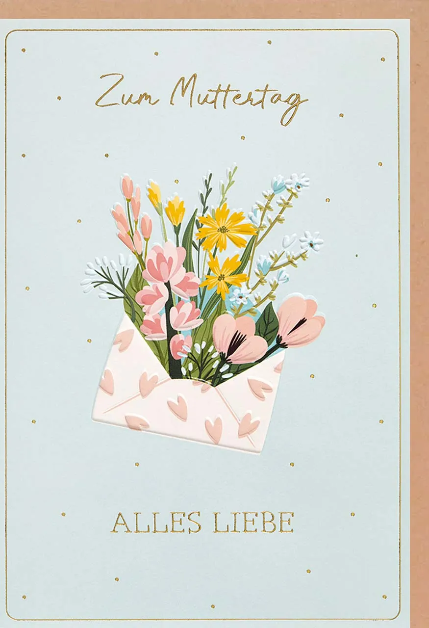 Doppelkarte Muttertag Briefumschlag mit Blumenstrauss NC