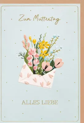 Doppelkarte Muttertag Briefumschlag mit Blumenstrauss NC