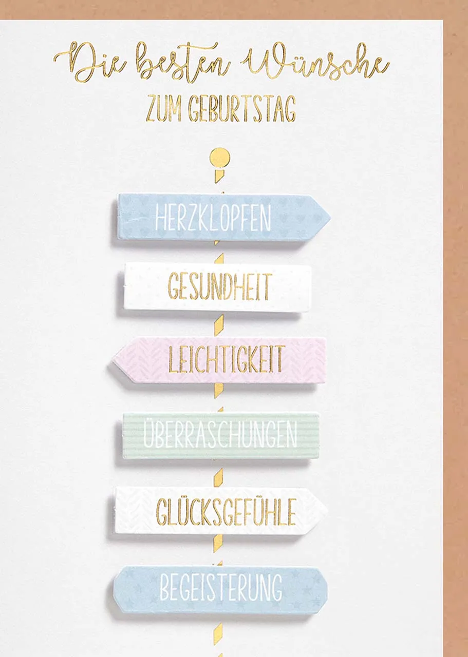 Doppelkarte Die besten Wünsche Wegweiser