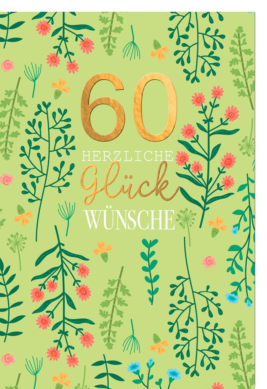 Doppelkarte 60 Blüten Glückwünsche