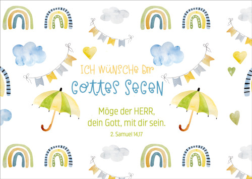 Postkarte Gottes Segen Regenschirme - Geburtstag