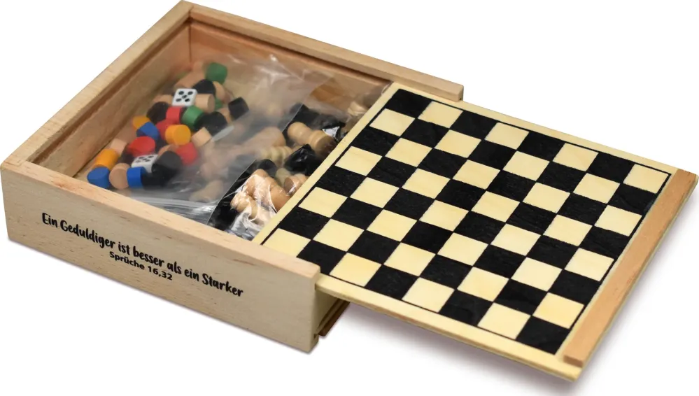 Ein Geduldiger ist besser als ein Starker - Holzbox mit 5 Spielen