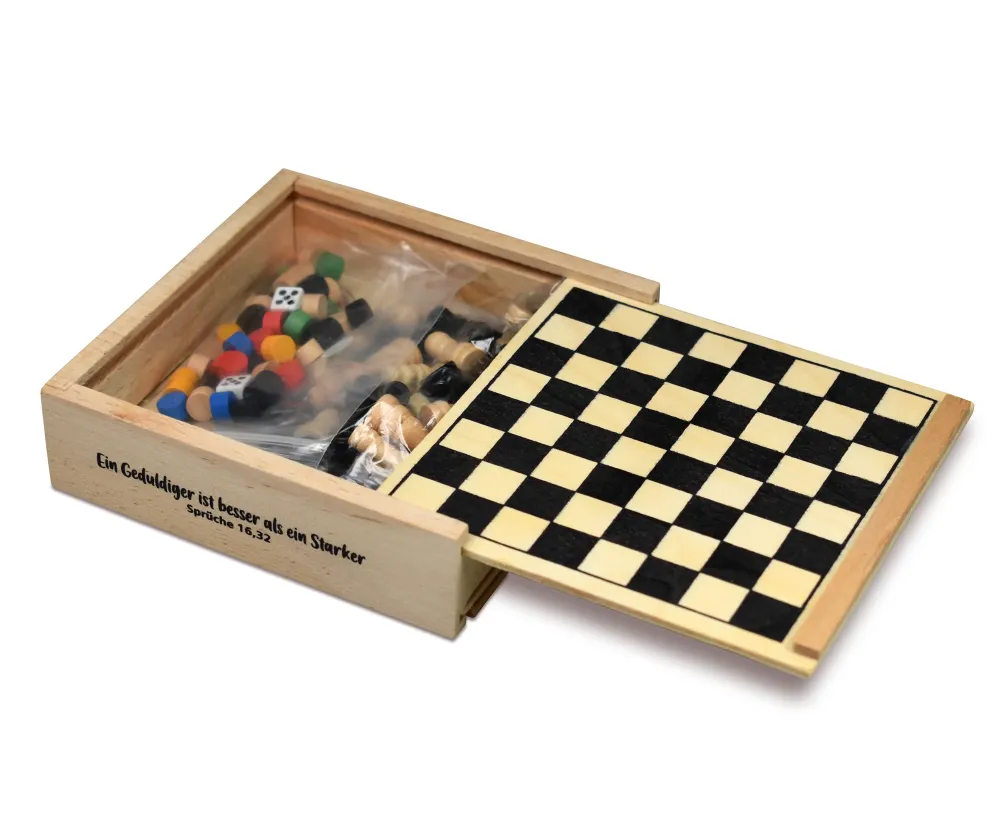 Ein Geduldiger ist besser als ein Starker - Holzbox mit 5 Spielen