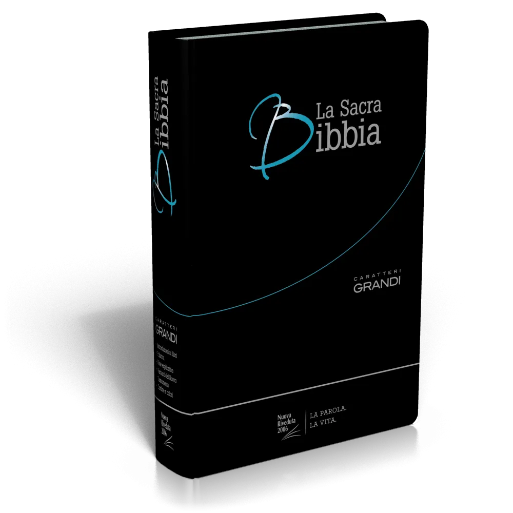 Italien, Bible NR2006 gros caractères - Modèle souple, fibrocuir noir, tranches argentées