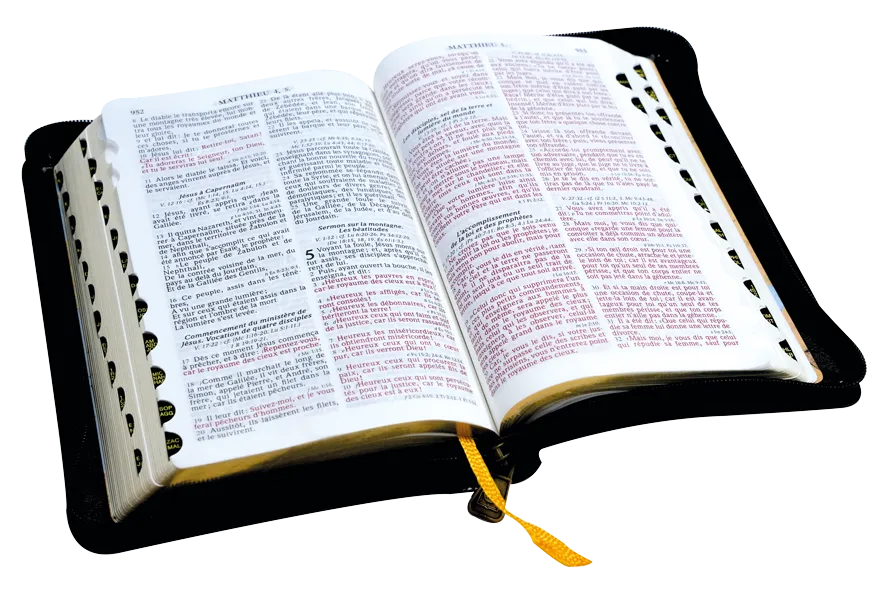 Bible Segond 1910, noire, couverture souple, avec fermeture éclair, onglets, tranche or et...