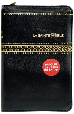 Bible Segond 1910, noire, couverture souple, avec fermeture éclair, onglets, tranche or et...