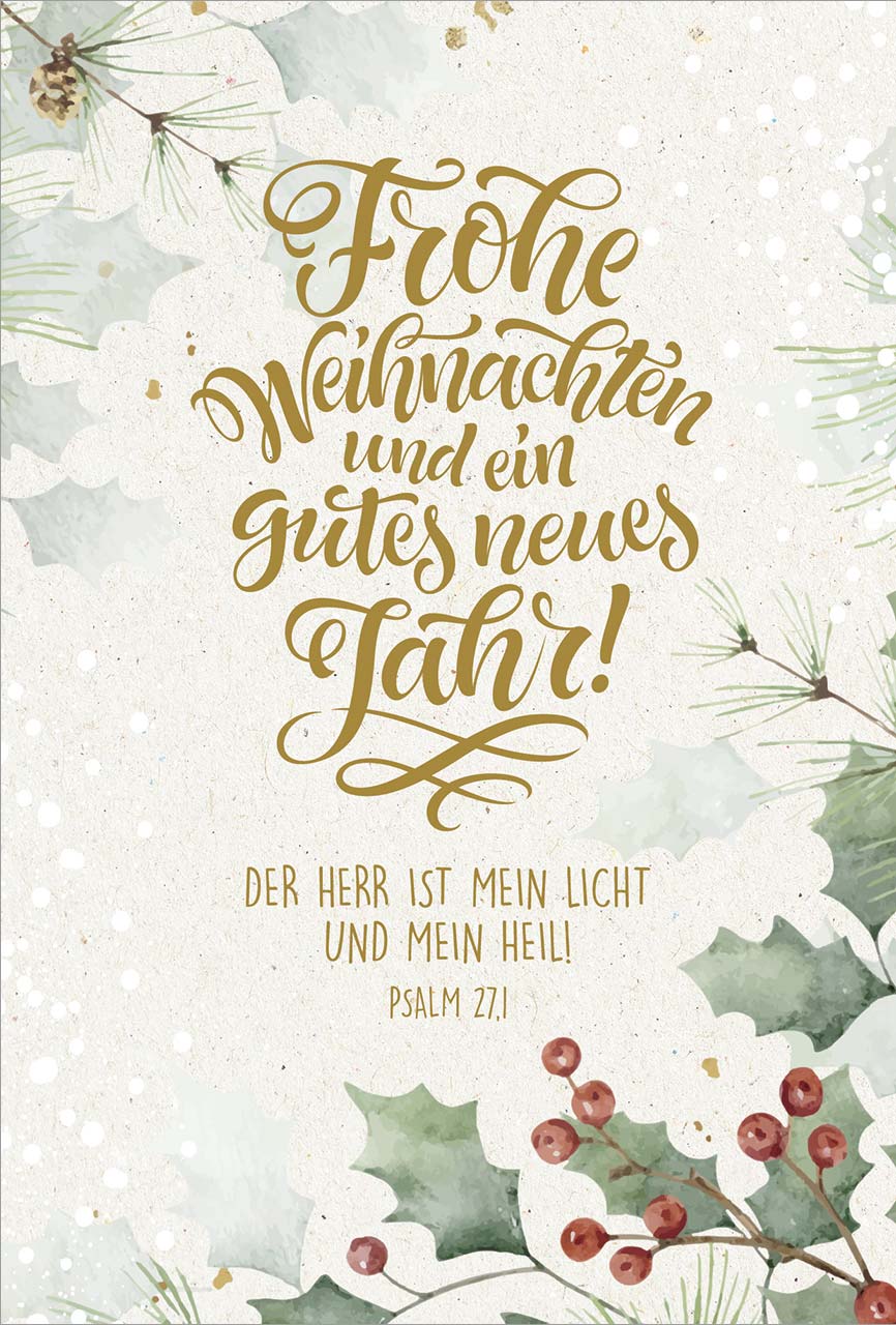 Postkarte Weihnachten Ilex im Schnee GF