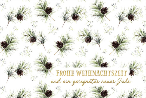 Postkarte Weihnachten Zweige mit Zapfen