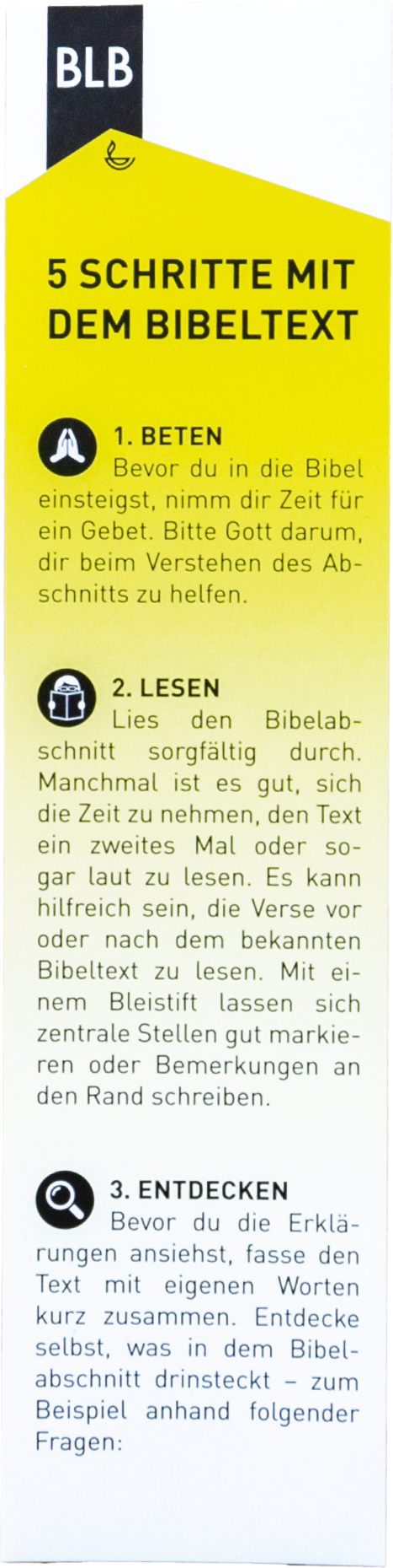 Lesezeichen für Erwachsene - Buchzeichen 5 Schritte mit dem Bibeltext