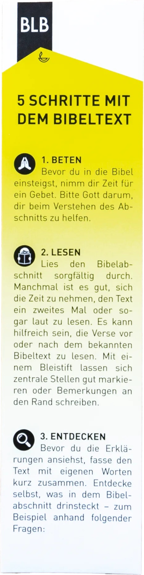 Lesezeichen für Erwachsene - Buchzeichen 5 Schritte mit dem Bibeltext