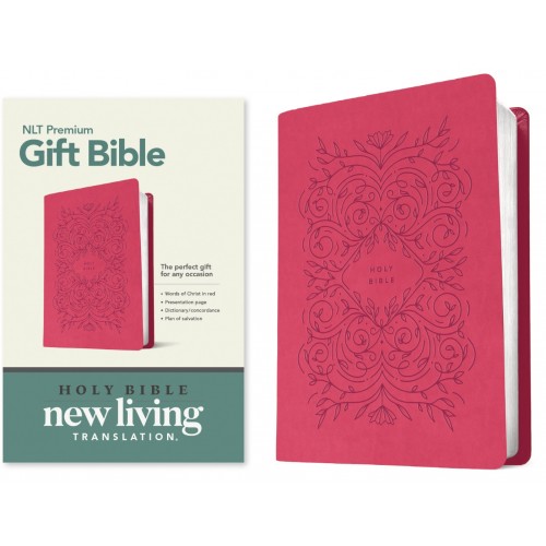 Englisch, Bibel New Living Translation, biegsam, Kunstleder, rosa, Motiv Pflanzen