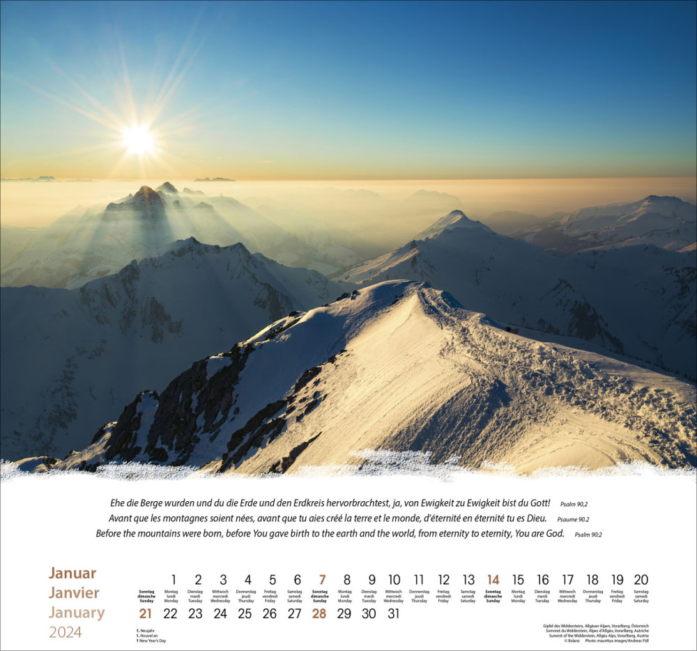 Berge dreisprachig: Deutsch, Französisch, Englisch - Wandkalender
