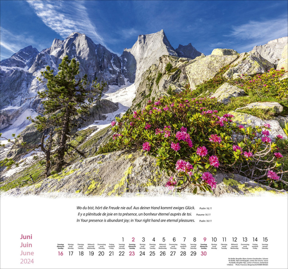 Berge dreisprachig: Deutsch, Französisch, Englisch - Wandkalender
