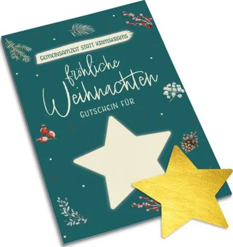Fröhliche Weihnachten - Gutscheinkarte mit Rubbeletikett