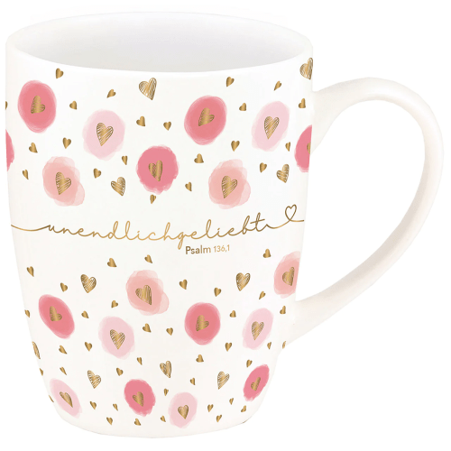 Tasse - Unendlich geliebt - weiss, rosa, 350ml