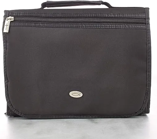 Black Micro-Fiber Tri-fold Organizer Bible Cover - Bibelhülle Organizer mit vielen Extras