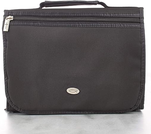 Black Micro-Fiber Tri-fold Organizer Bible Cover