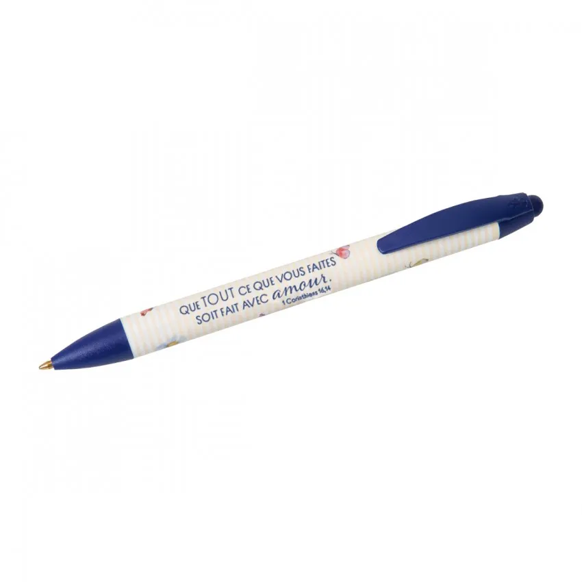 Stylo bille mot d'ordre 2024 - fleurs et papillons