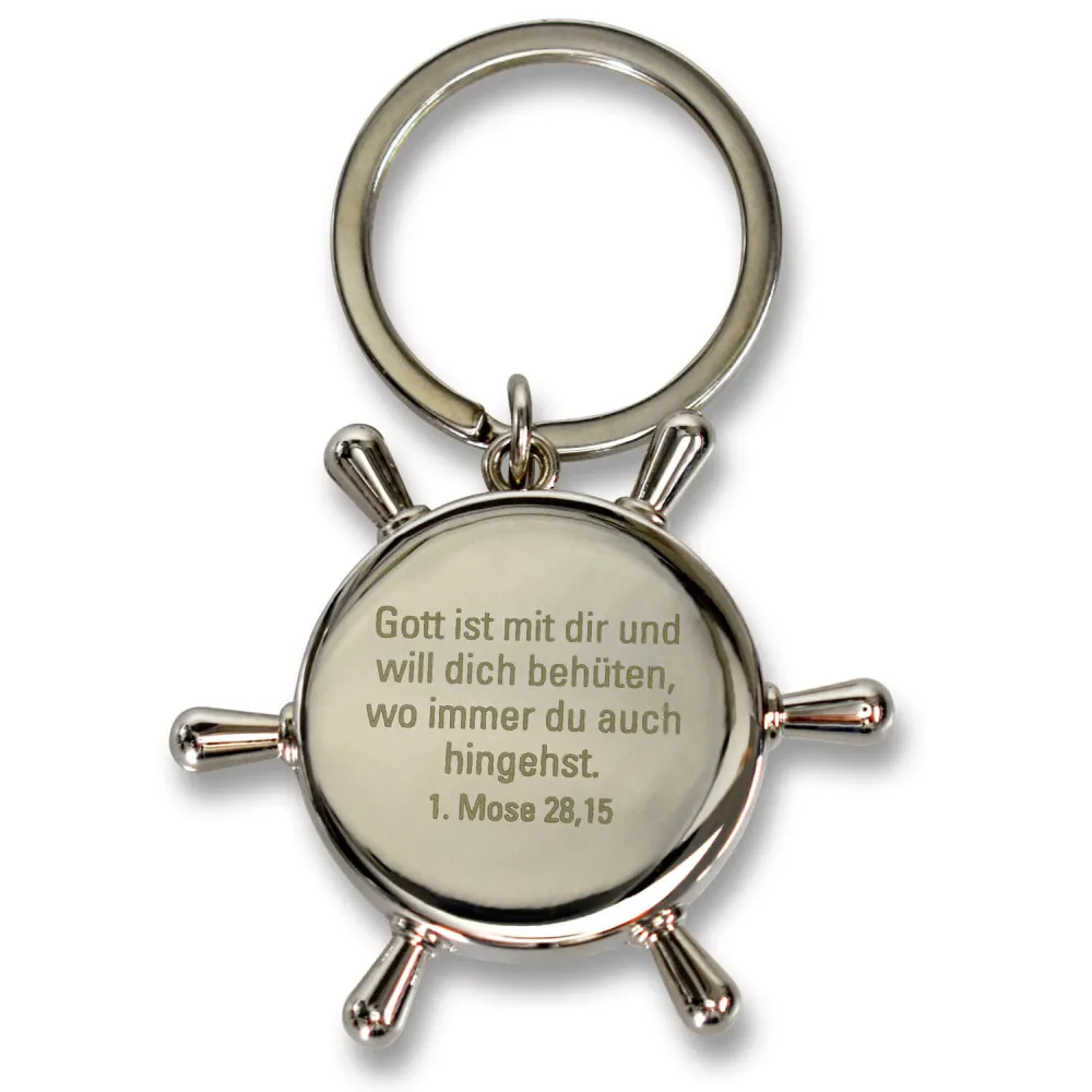 Schlüsselanhänger "Steuerrad" Gott ist mit dir - mit Kompass