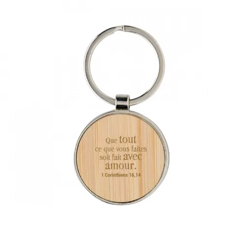 Porte-clé métal et bambou Mot d'ordre 2024 - "Que tout ce que vous faites soit fait avec amour."...