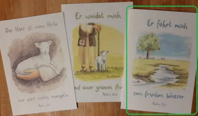 A5 Faltkarte - Er führt mich zum frischen Wasser - mit Couvert