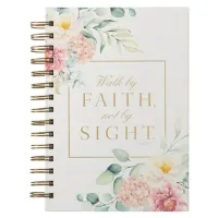 Walk by Faith White Floral Wirebound Journal