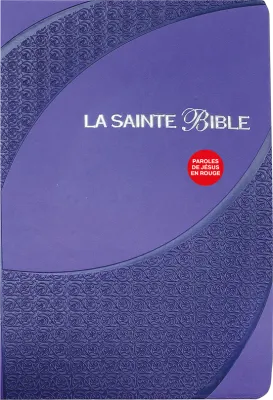 Bible Segond 1910, gros caractères, similicuir violet, onglets, tranche argent - 2 rubans...