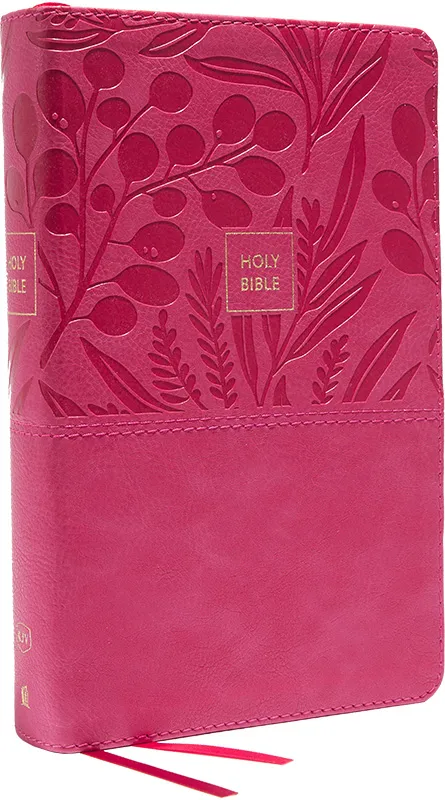 KJV Large Print Single-Column Reference Bible - Words of Christ in red / Pink Leathersoft