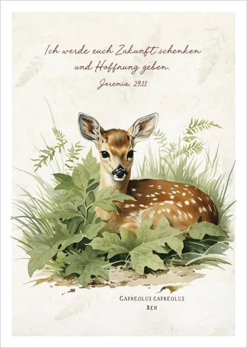 Postkarten Ich werde euch Zukunft schenken und Hoffnung geben - Reh