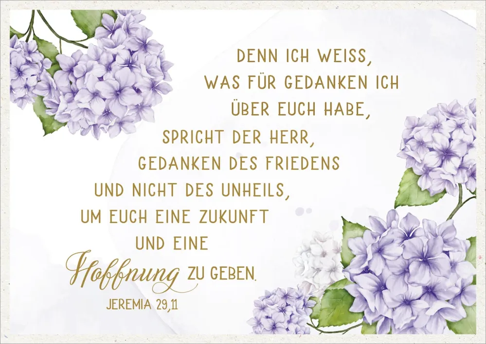 Postkarten Gedanken des Friedens - Jeremia 29,11