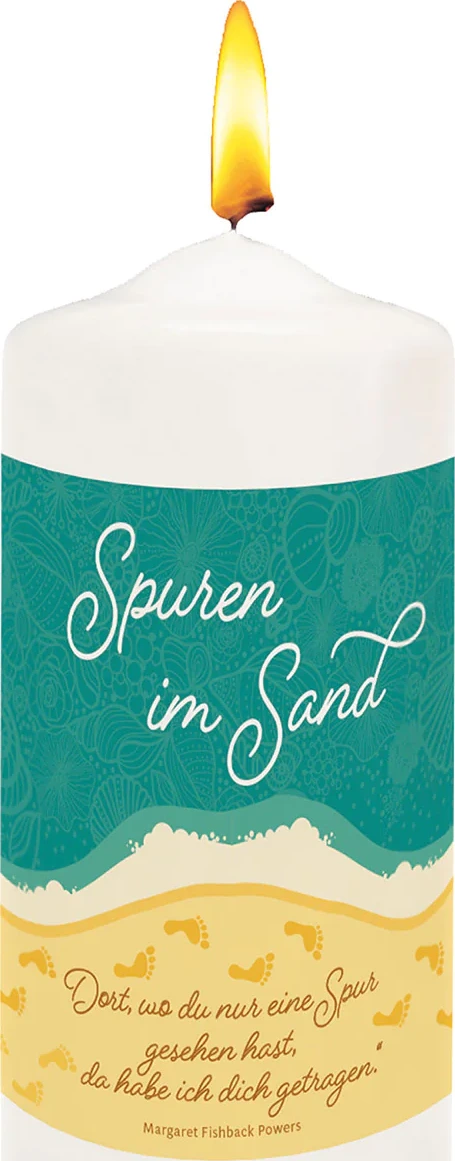 Spuren im Sand (Kerze) - Höhe 10 cm, Durchmesser 5 cm