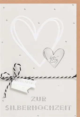 Faltkarte 25 Silberhochzeit Herz