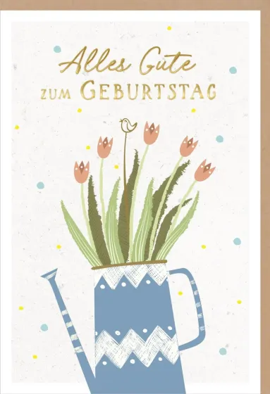Faltkarte Giesskanne mit Blumen