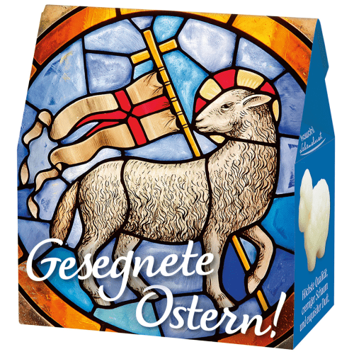 Gesegnete Ostern (Schafmilchseife - Schaf) - 70 g - Häuschen-Verpackung im Format ca. 8 x 8.5 x 4 cm