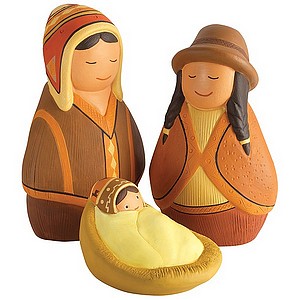 KRIPPE AUS PERU MIT 3 FIGUREN