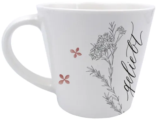Tasse - Geliebt - weiss, rosa, 300ml