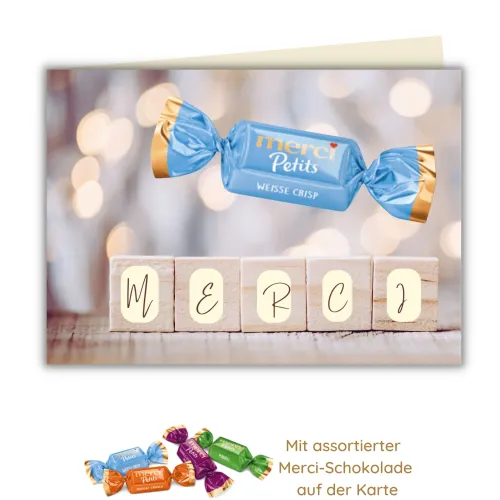 Merci-Kärtchen A7 - mit Merci-Schokolade