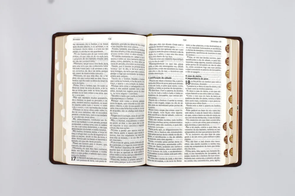 Portugais, Bible Almeida RC Révisée et Corrigée - marron, grands caractères, corcondance,...