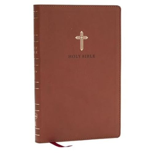 Anglais, Bible, New King James Version, similicuir brun, paroles de Jésus en rouge - NKJV Holy...