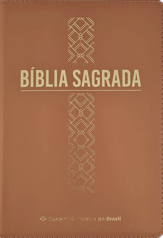 Bíblia Sagrada ARC com letra grande - Capa flexível na cor castanha e com fecho