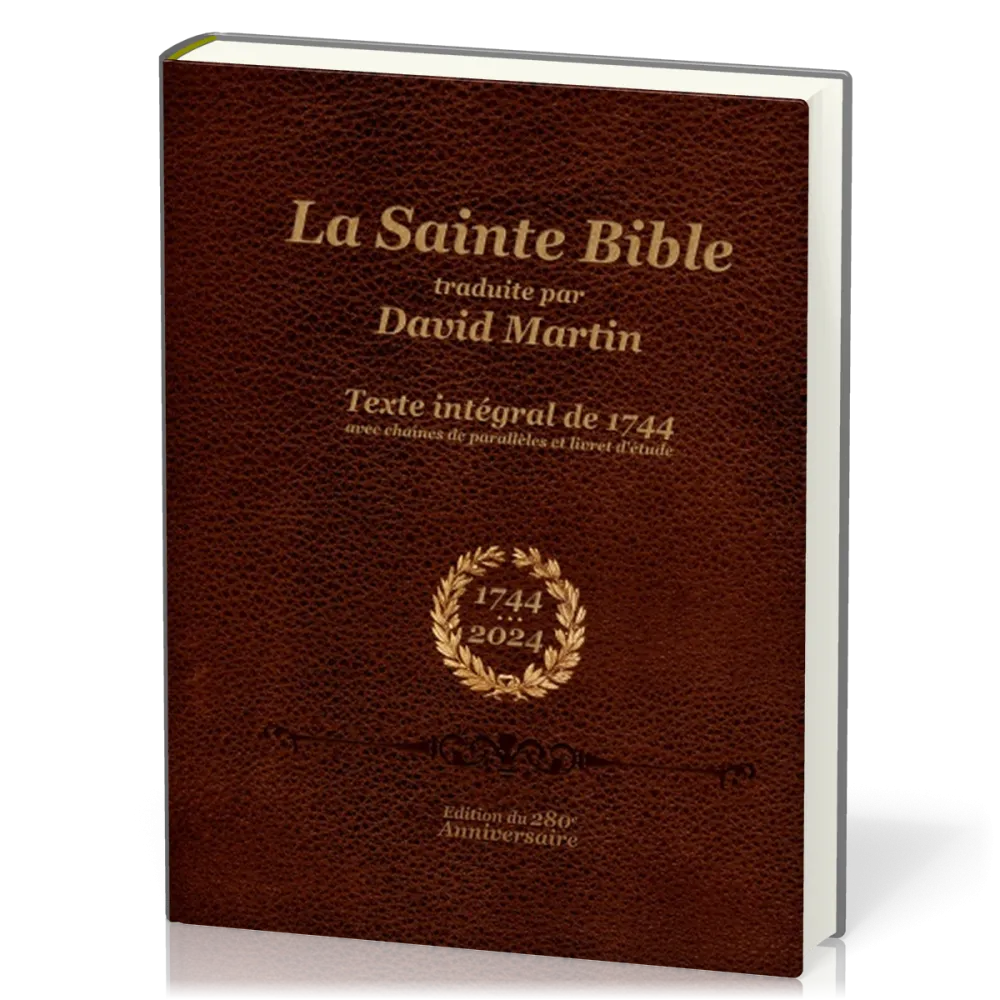 Bible David Martin, éd. 1744, reliée rigide - avec chaînes de parallèles et livret d'étude,...