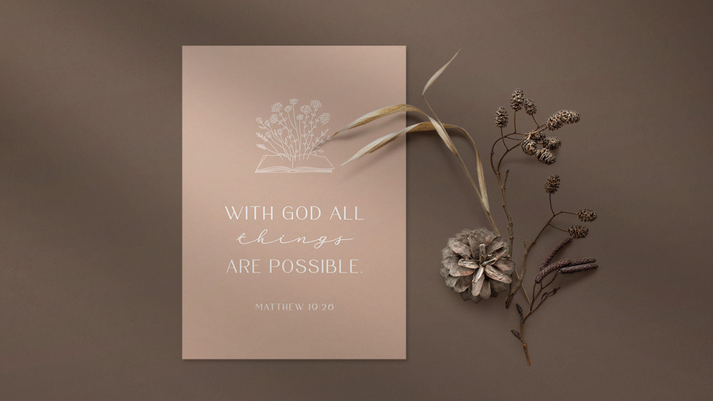 Postkarte with God - Matthew 19:26
