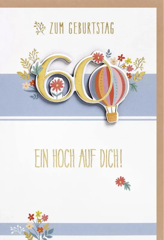 Geburtstagskarte Zum 60. – Stylische Ballon-Karte Für Freundin, Kollegin Oder Beste Freundin!