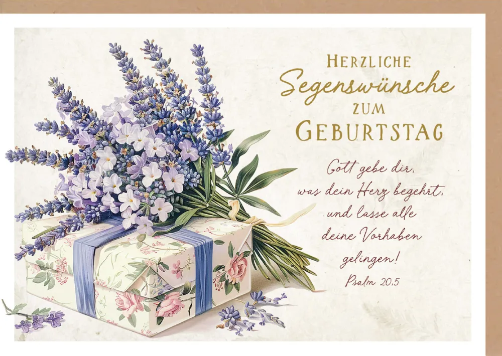 Faltkarte Geschenk mit Lavendel - Psalm 20,5