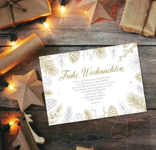 Postkarten Frohe Weihnachten Zweige - Jesaja 9,5
