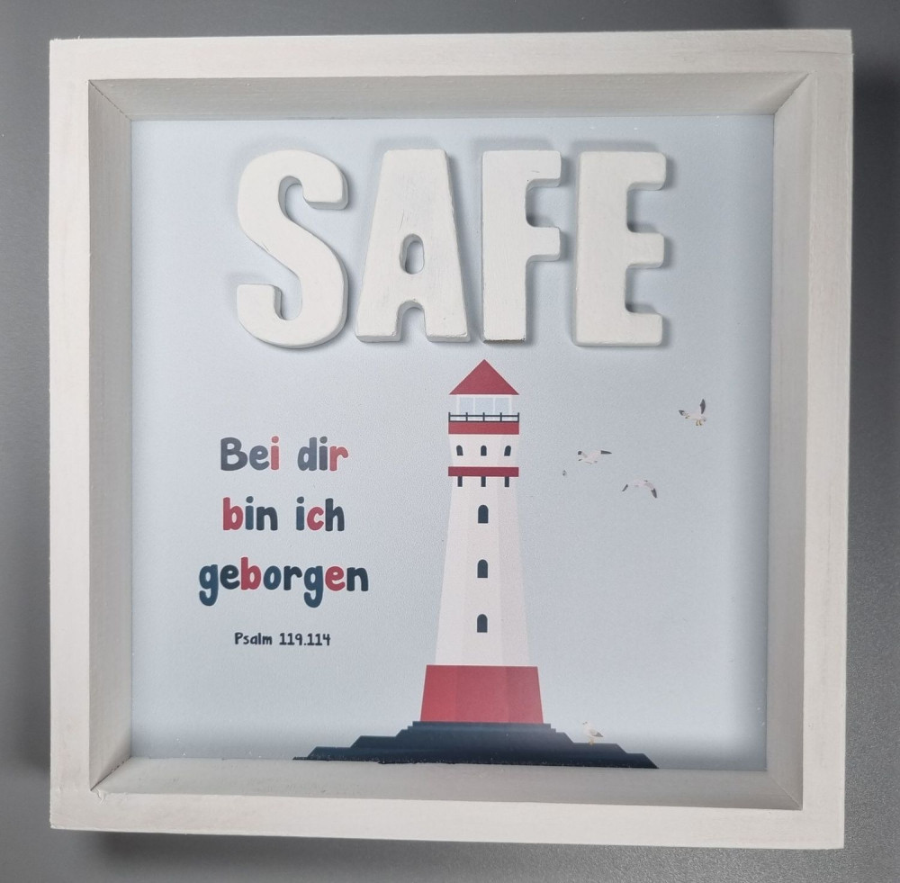 Cementini Wandbild SAFE - Betonbuchstaben mit Nacht-Leucht-Effekt