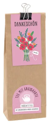 Dankeschön (Tee mit Grußkarte) - 75 g Früchtetee mit Johannisbeer-Kirsch-Geschmack