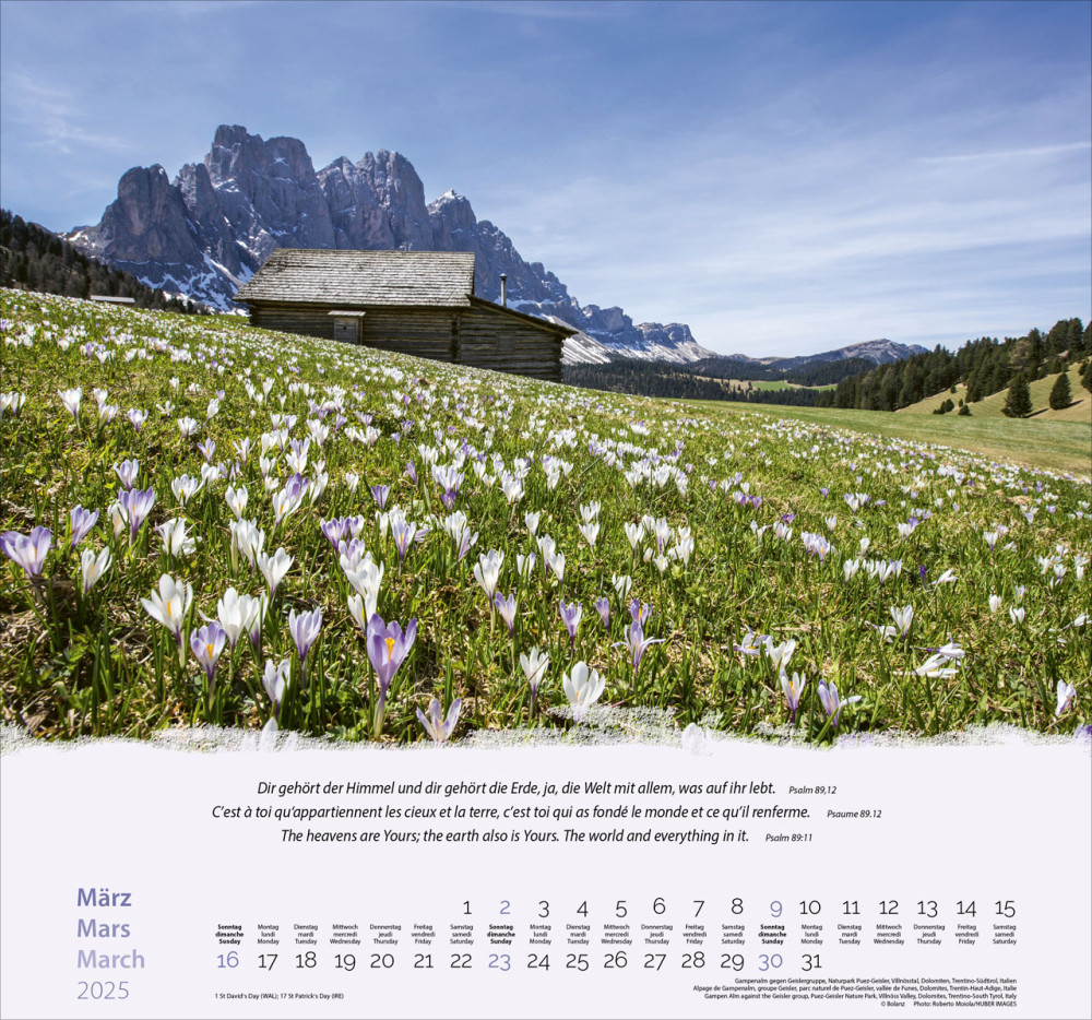 Berge dreisprachig: Deutsch, Französisch, Englisch - Wandkalender