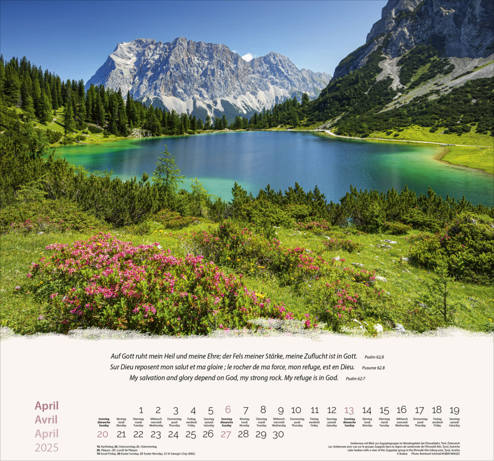 Berge dreisprachig: Deutsch, Französisch, Englisch - Wandkalender