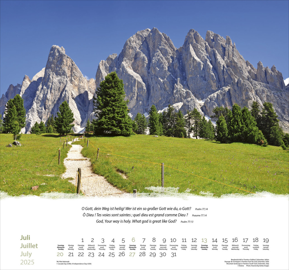 Berge dreisprachig: Deutsch, Französisch, Englisch - Wandkalender